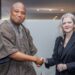 Samuel Okudzeto Ablakwa (left) in a warm handshake with the US Secretary of State for Political Affairs Allison Hooker