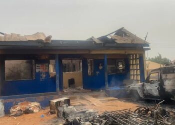 The torched Kukurantumi police station