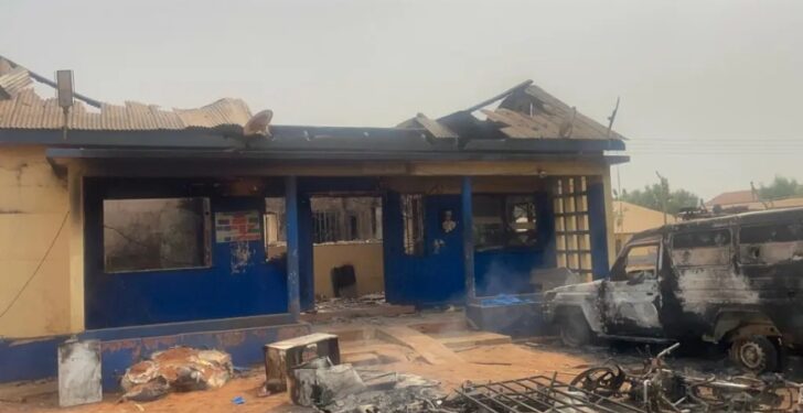 The torched Kukurantumi police station