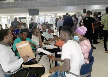 Some parents and guardians with their wards going through the self-placement system