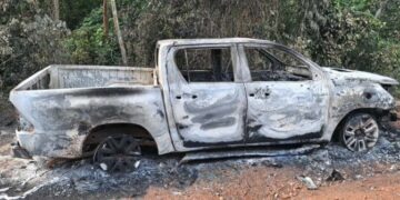 The burnt car