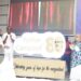 Sam Okudzeto (3rd from left) being assisted by Nana Appiagyei Dankawoso I (right), Chief, Asante Juaben Traditional Area, Dr Joyce Aryee (2nd from right), Rev. Father Andrew Campbell (left) and Dr Mahamudu Bawumia (2nd from left) to unveil the Father Andrew Campbell @ 80 logo