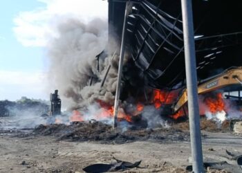 Firefighters battle 11-hour blaze at tyre recycling plant in Shai Hills