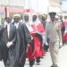 Justice Paul Baffoe-Bonnie (3rd from left), the acting Chief Justice, and other Justices of the Supreme Court in a procession to the church service.