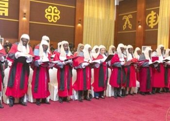 The new Appeal Court Judges swearing the oath of office at the Jubilee House on Thursday, October 2, 2025.