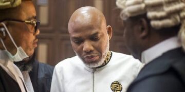 Nnamdi Kanu, the detained leader of the proscribed Indigenous People of Biafra,