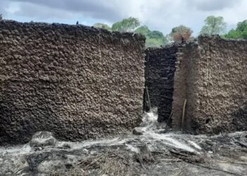 Some torched houses left by terrorists
