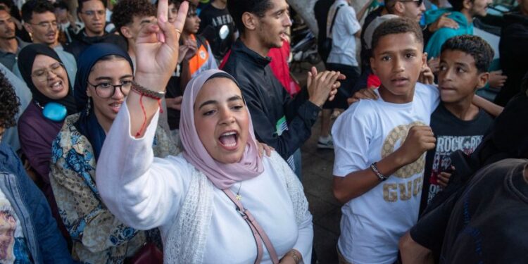 Some protesters on the streets of Morocco