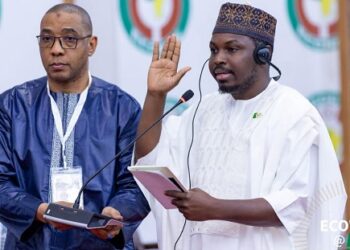 Dr Habiby Yaya Bappah being sworn-in as new Commissioner for Internal Affairs