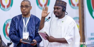 Dr Habiby Yaya Bappah being sworn-in as new Commissioner for Internal Affairs