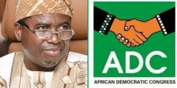 Combined photo of INEC Chairman, Joash Amupitan and ADC logo