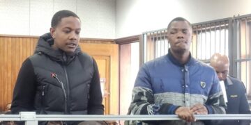 Bellarmine Chatunga Mugabe and Tobias Matonhodze appear at the Alexandra Magistrates Court on April 24, 2026 (PICTURE/Chriselda Zozi Lewis)