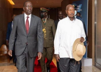 President William Ruto and his counterpart, Yoweri Kaguta Museveni, at the Africa We Build Summit 2026, Nairobi, on April 23.