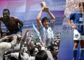 Pelé, Maradona and Baggio defined the first three World Cups held in North America. © FMM Graphic Studio