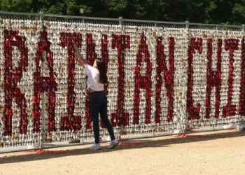 This demonstration in the US last month used 20,000 teddy bears to symbolize the number of children Russia is thought to have forcibly deported